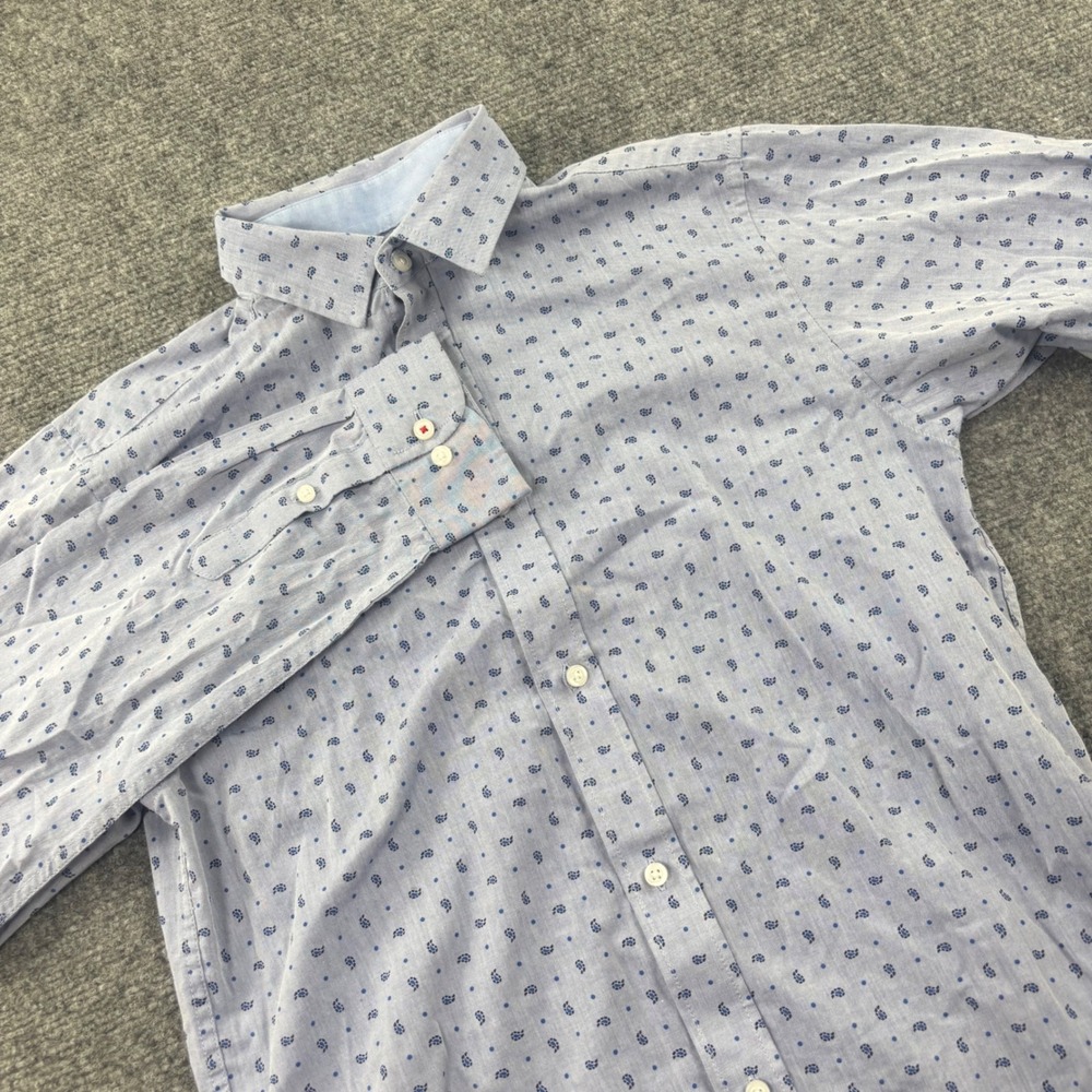 Tommy Hilfiger Button Up Shirt 18 Blue Paisley‎ Polka Dot Long Sleeve Boys